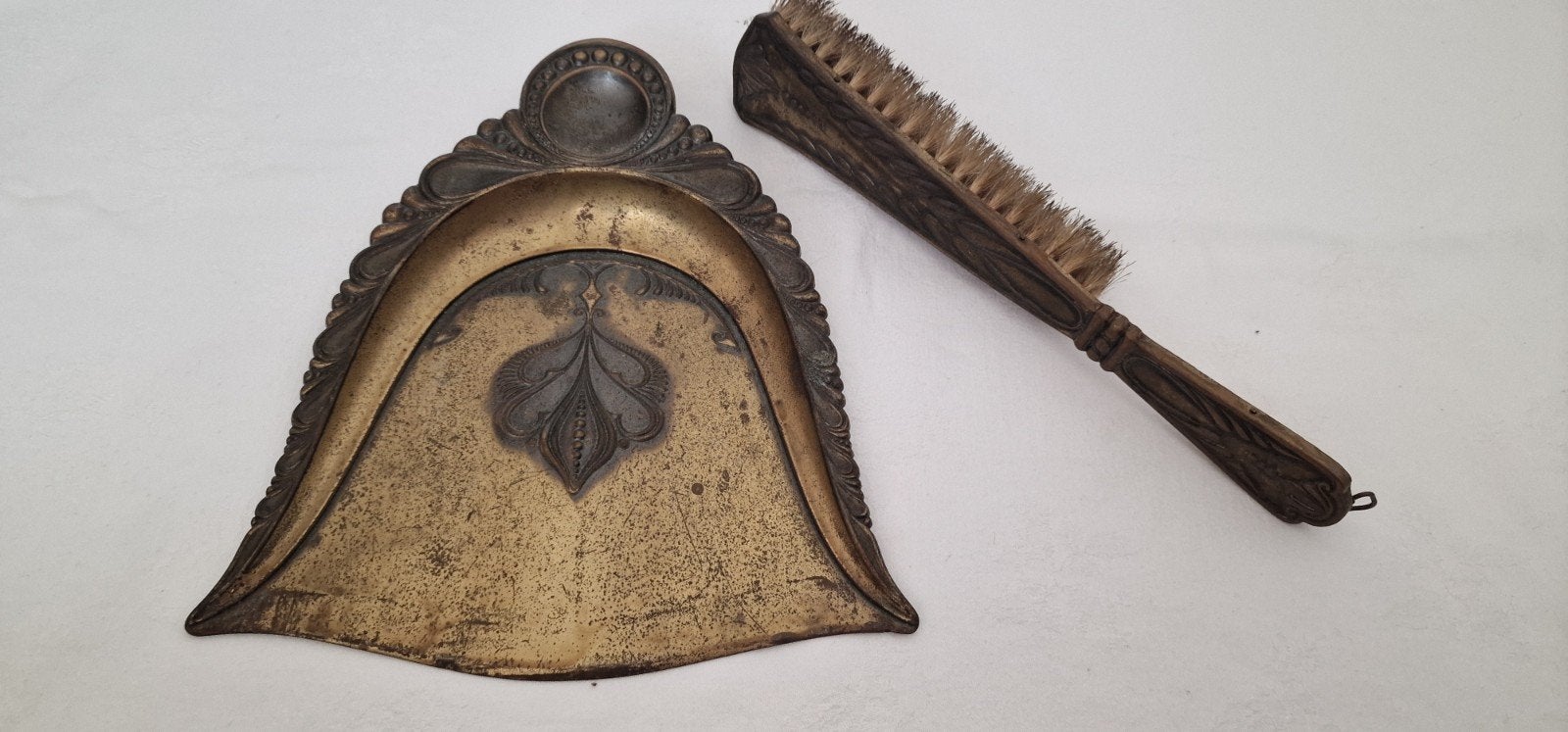 Antieke stoffer en blik set, Ophalen of Verzenden
