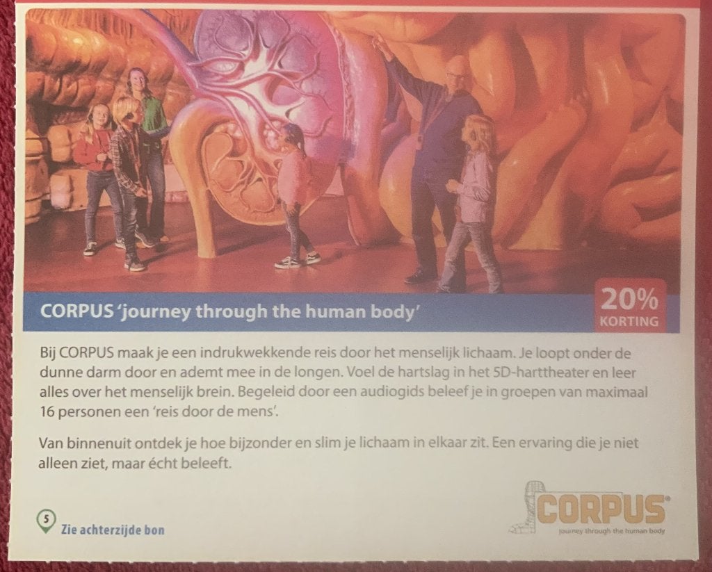 Corpus 5D-Harttheater in Oegstgeest Voordeelbon, Drie personen of meer, Kortingsbon, Overige typen