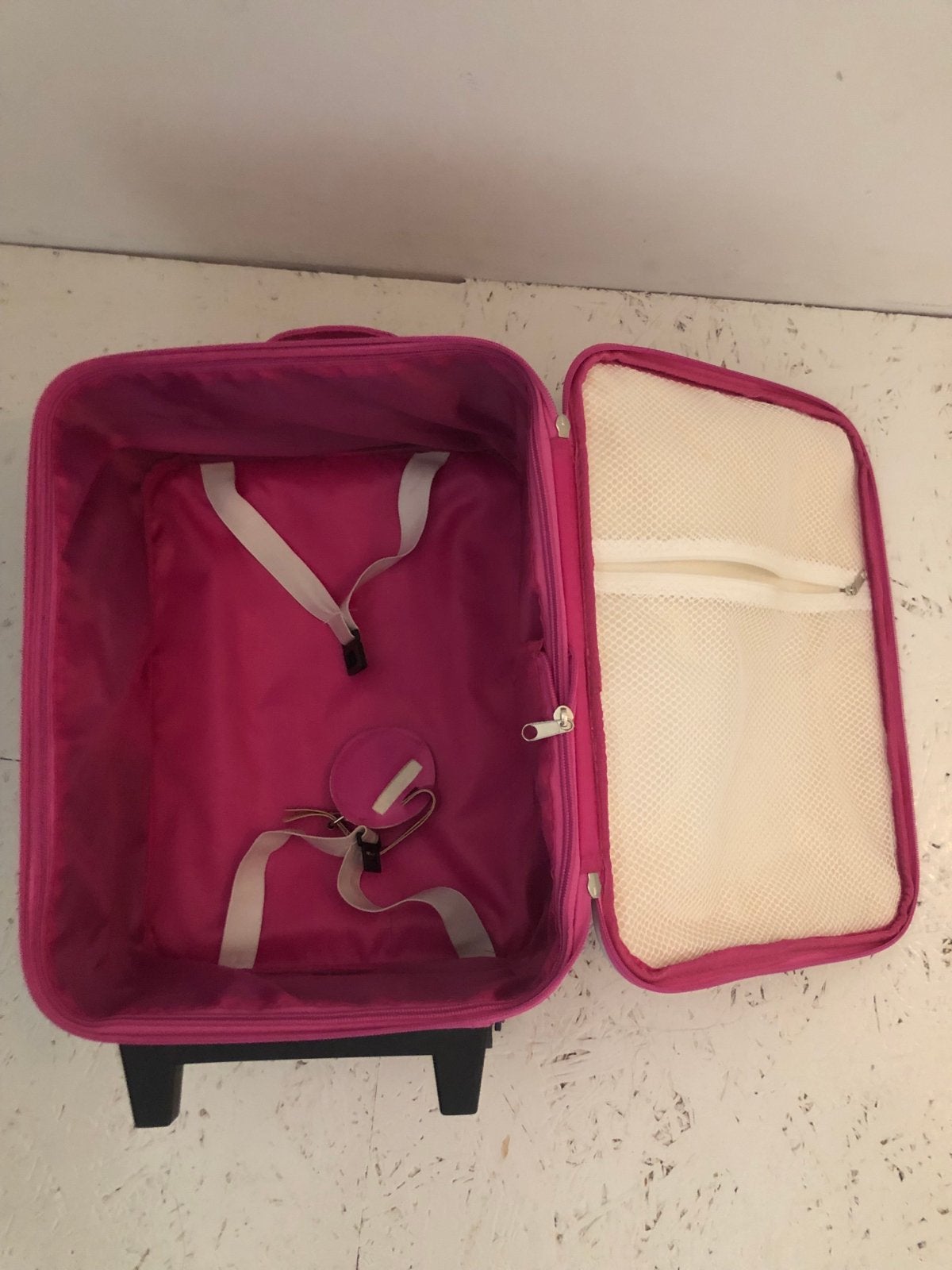 Roze reiskoffertje met hartjes en wieltjes, Sieraden, Tassen en Uiterlijk, Koffers, Ophalen, Gebruikt, Minder dan 50 cm, Minder dan 35 cm