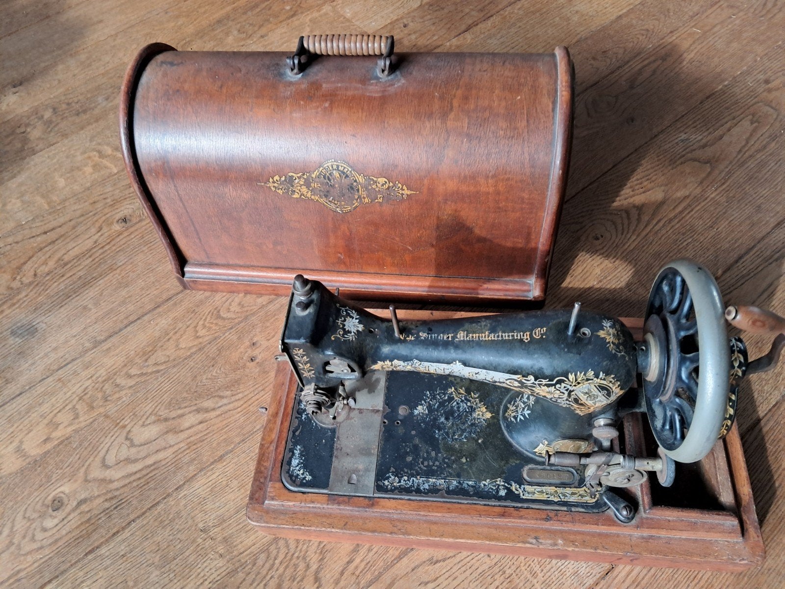 Antieke Singer Naaimachine met Houten Koffer, Antiek en Kunst, Ophalen