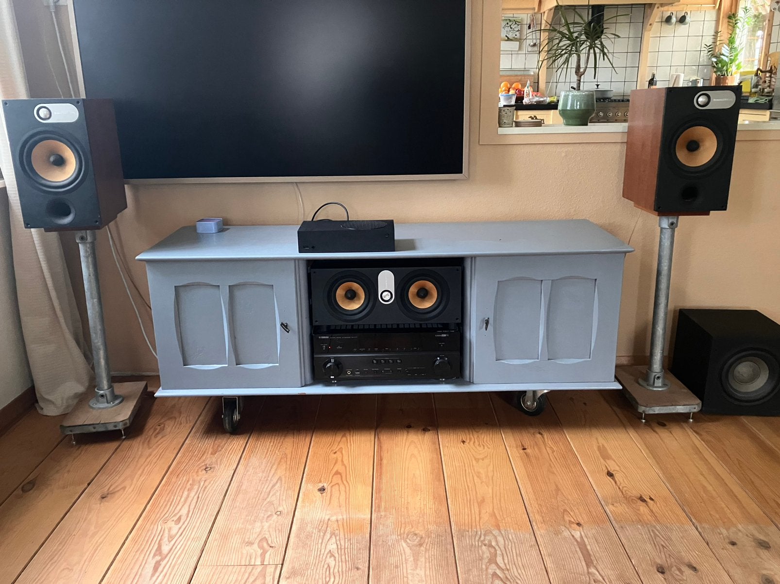 B&W speakerset 685, sub ASW608, center HTM62, Yamaha RX-V771, Ophalen, Gebruikt, Speakerset, 60 tot 120 watt