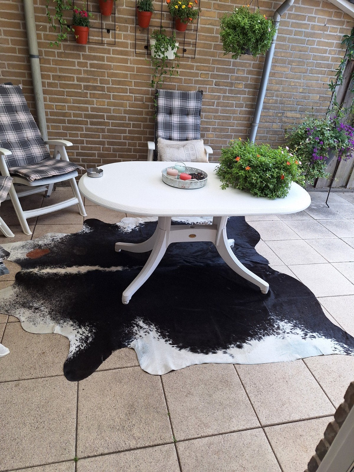 Zwart-wit koeienhuid vloerkleed, Gebruikt, 100 tot 150 cm, Ophalen of Verzenden, 150 tot 200 cm