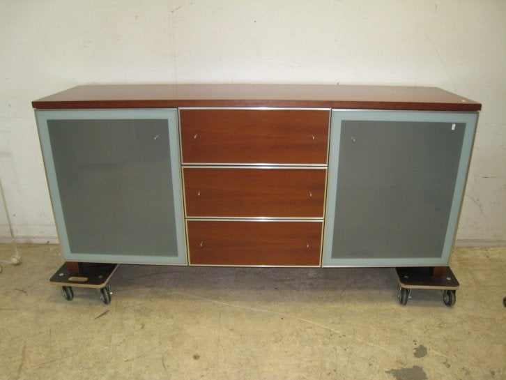Fraai modern dressoir in kersen en aluminium, Niet ingevuld, Gebruikt, Niet ingevuld, Niet ingevuld