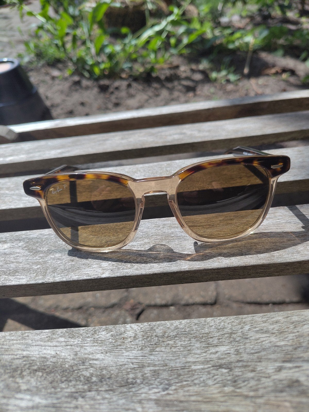 Ray-Ban Zonnebril - Bruin/Transparant Montuur, Verzenden, Zo goed als nieuw, Bruin, Ray-Ban