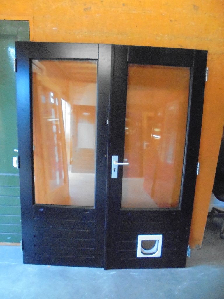 Openslaande buitendeuren dubbelglas, 158 x 201,5 (nr. QQ016), Ophalen, 120 cm of meer, 200 tot 215 cm, Glas