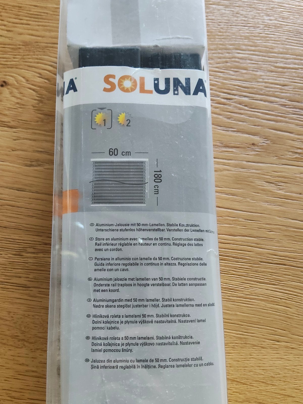 Soluna Aluminium Jaloezie 60x180 cm - Nieuw in verpakking, Ophalen, Overige kleuren, Minder dan 100 cm, Nieuw