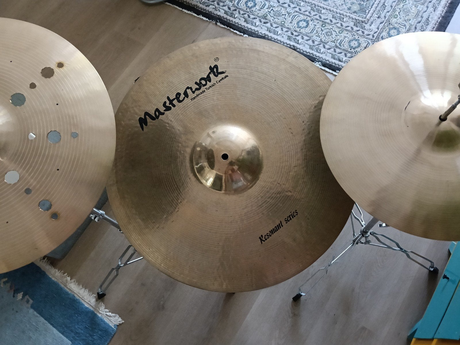 Masterwork 22 ride 125, /2 crash+2stands 35, /14 snare 50,, Muziek en Instrumenten, Ophalen of Verzenden, Gebruikt, Yamaha