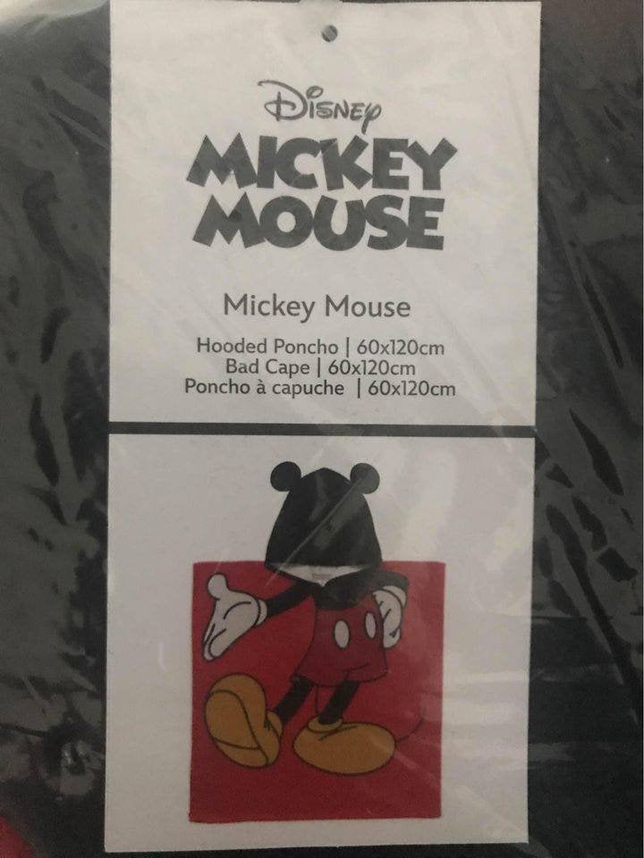 Nieuwe Disney Mickey Mouse badcape / poncho 60x120 cm, Jongen of Meisje, One size, Nieuw, Ophalen of Verzenden