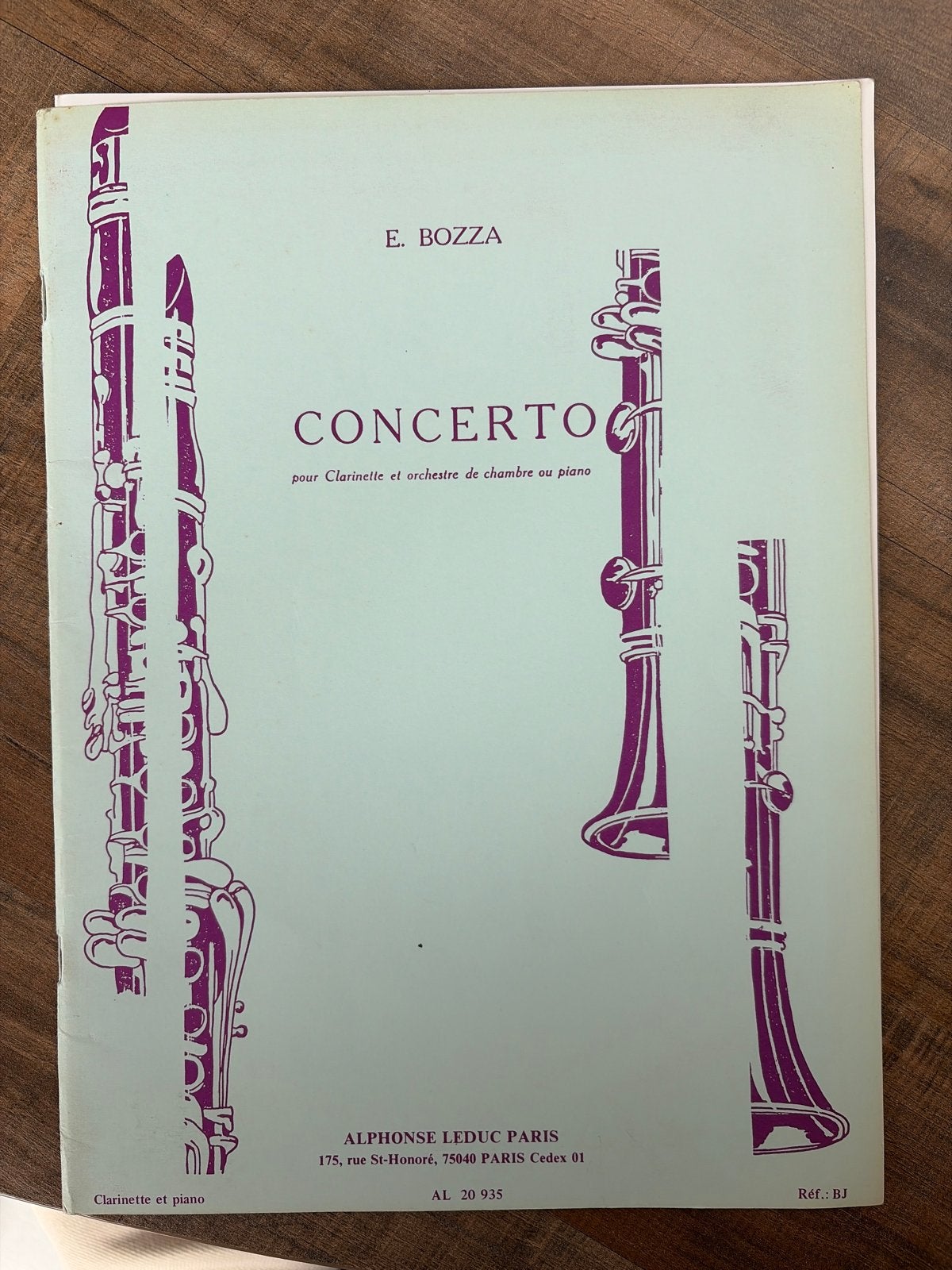 E. Bozza - Concerto voor Klarinet en Orkest/Piano, Gebruikt, Klassiek, Ophalen of Verzenden, Klarinet