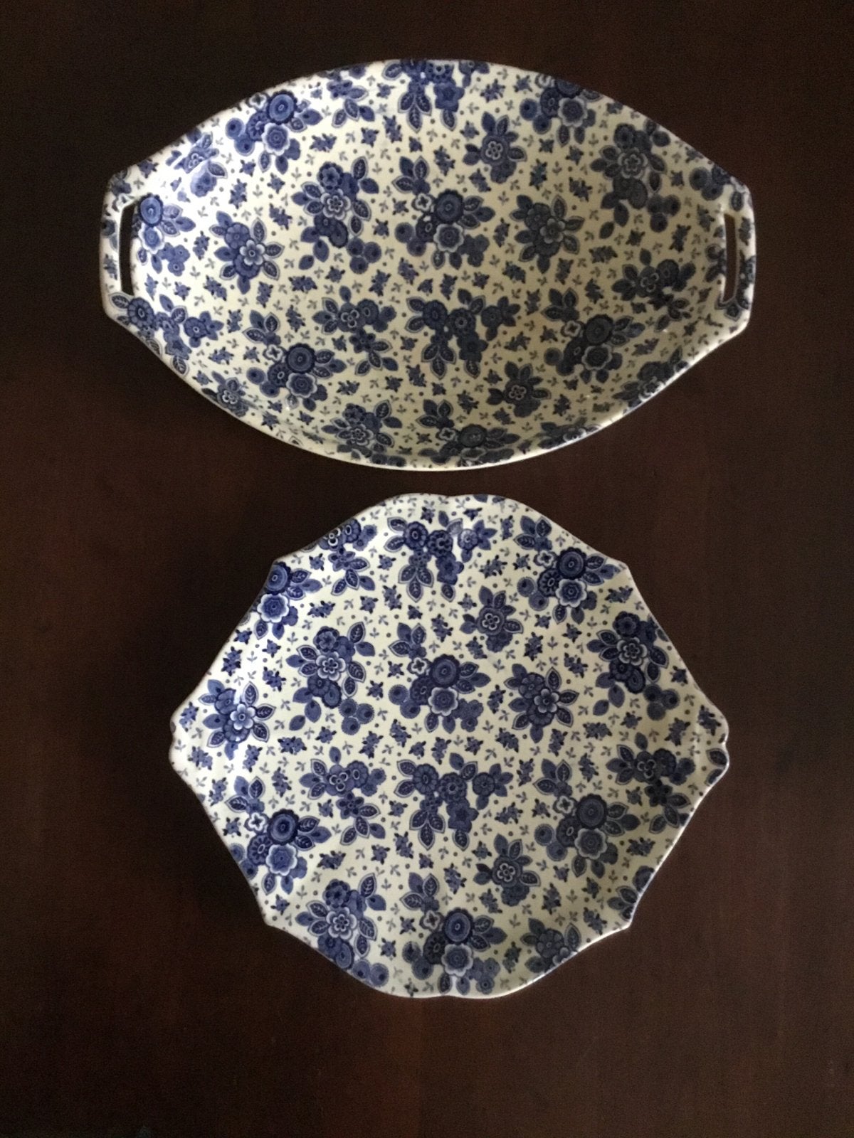 Set van twee Beatrix schalen met blauw bloemmotief, Ophalen of Verzenden