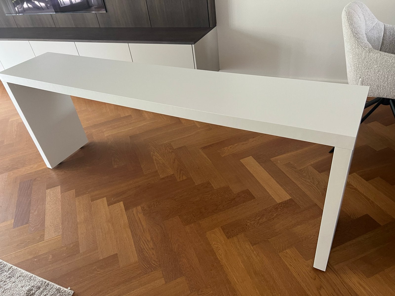 Witte sidetable 1,9 meter / bedtafel op wielen IKEA Malm, Ophalen, Overige materialen, Gebruikt, 150 tot 200 cm