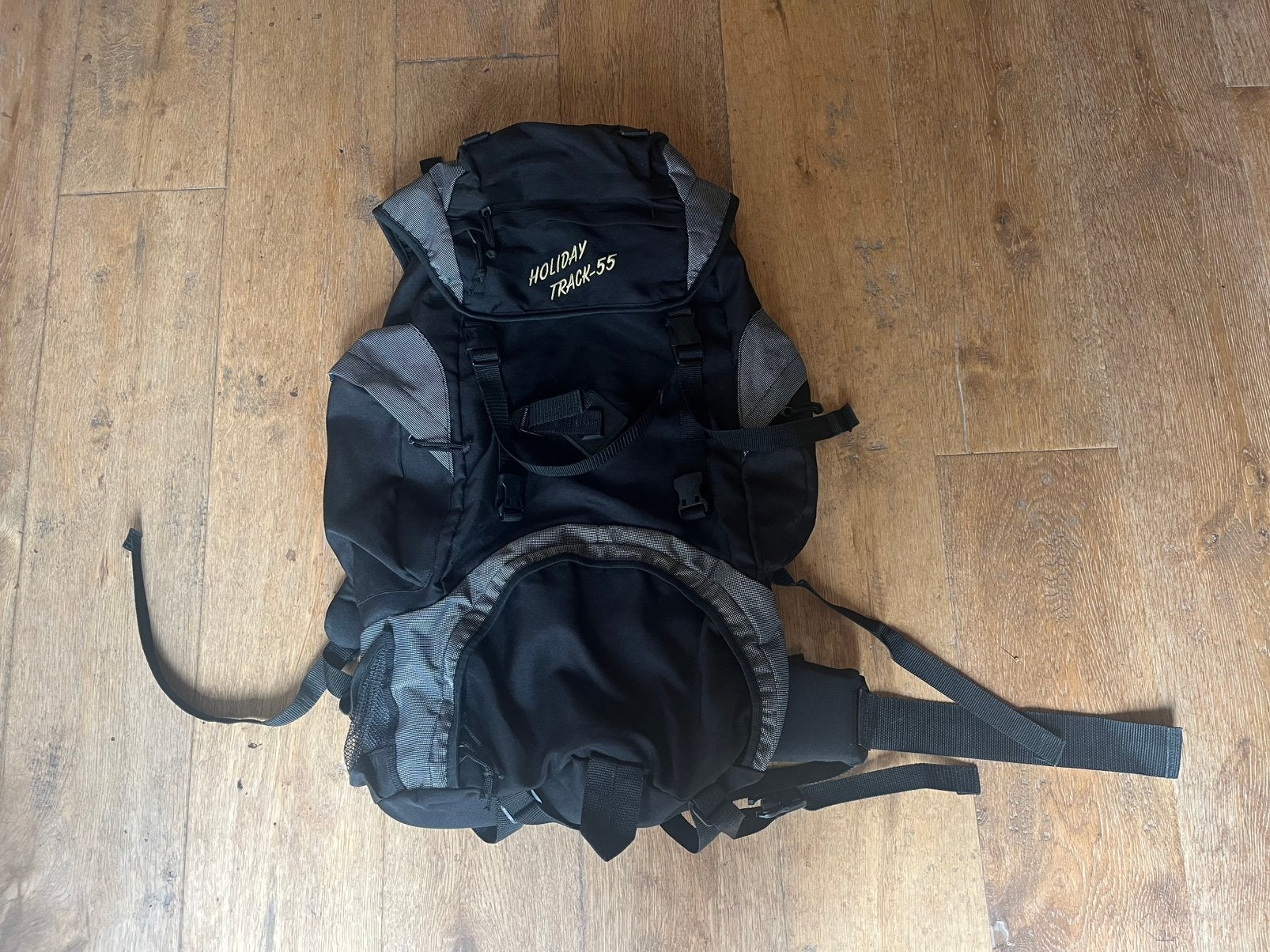 Zwart grijze backpack / rugzak Holiday Track 55 liter, 40 cm of meer, Gebruikt, 60 cm of meer, Ophalen