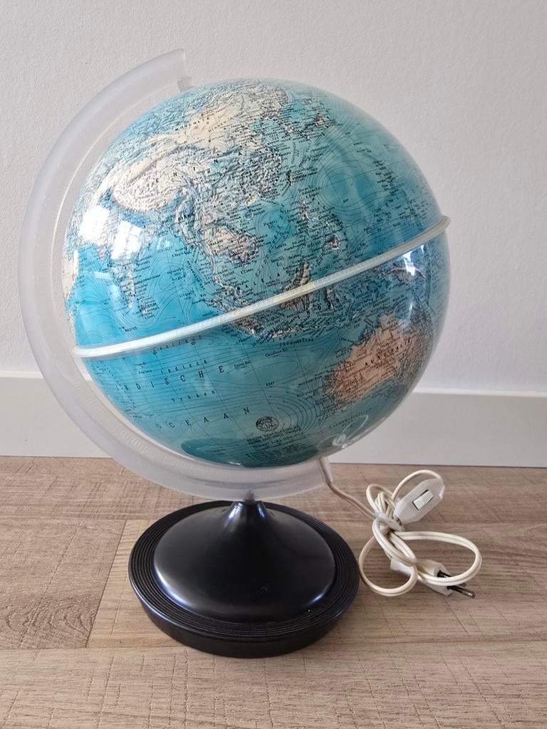 Vintage EERSTE NEDERLANDSCHE GLOBE INDUSTRIE met verlichting, Ophalen of Verzenden