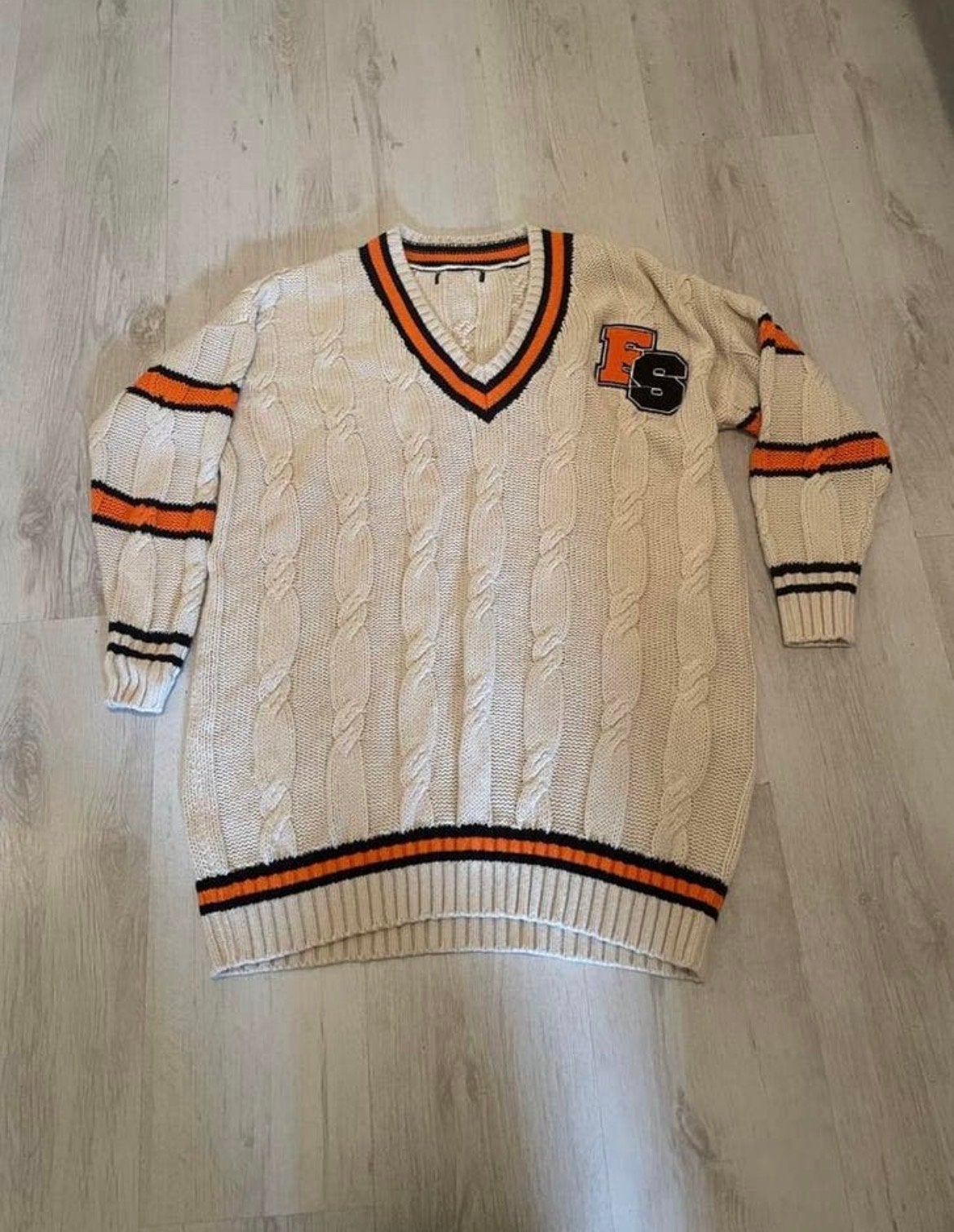 Ruime zomerse kabeltrui maat 36-40, Ophalen of Verzenden, Gedragen, Maat 38/40 (M), Beige