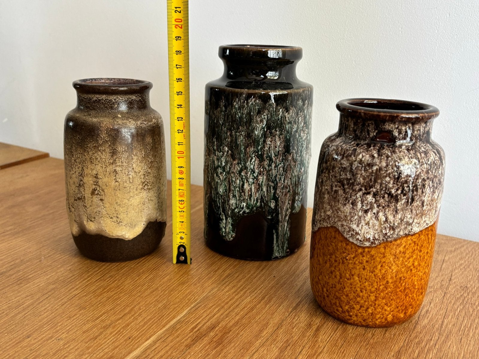 Set van 3 Schreurig Fat Lava aardewerk vazen, Ophalen