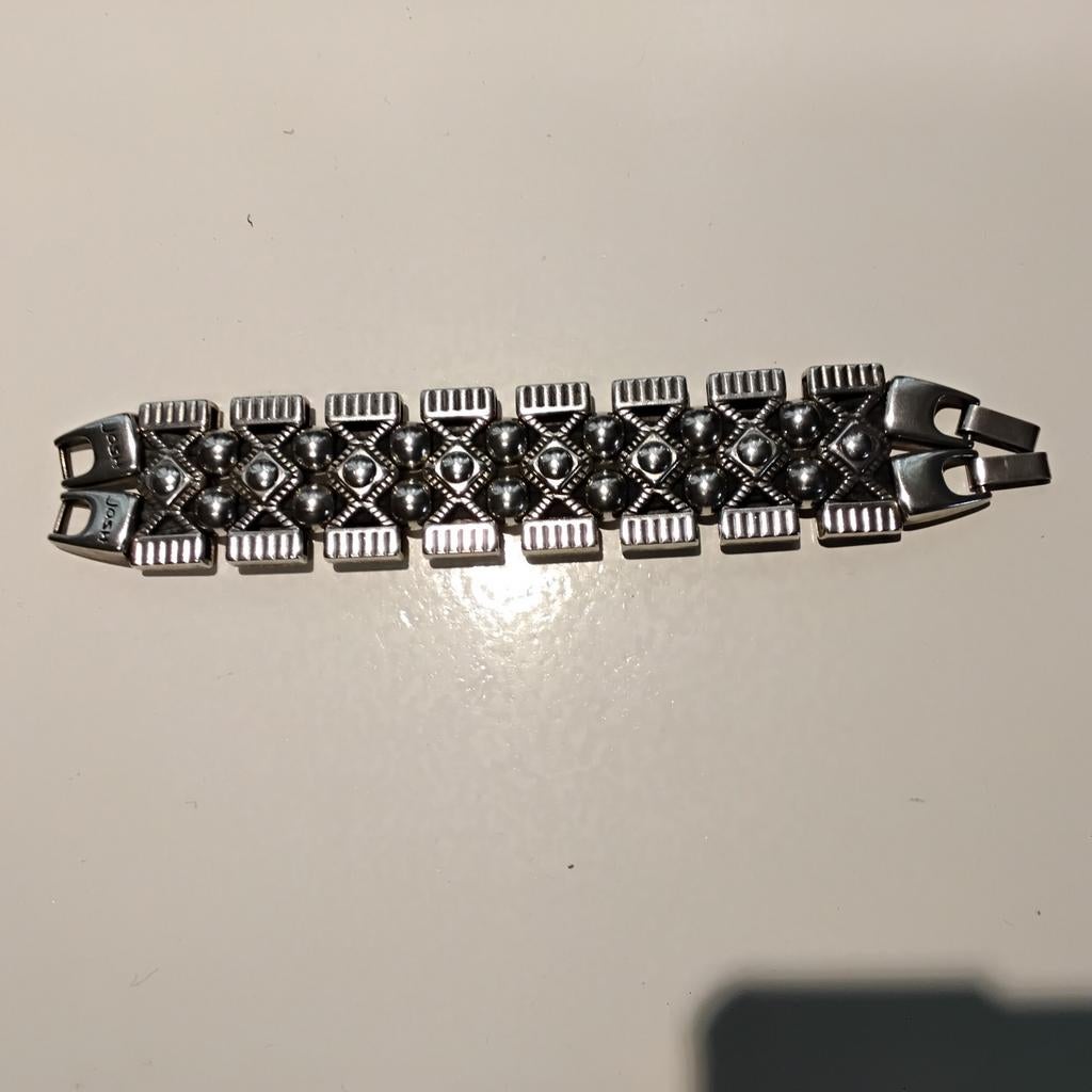 Mooie brede armband van Josh 18cm, Staal, Ophalen of Verzenden, Zo goed als nieuw, Met bedels of kralen