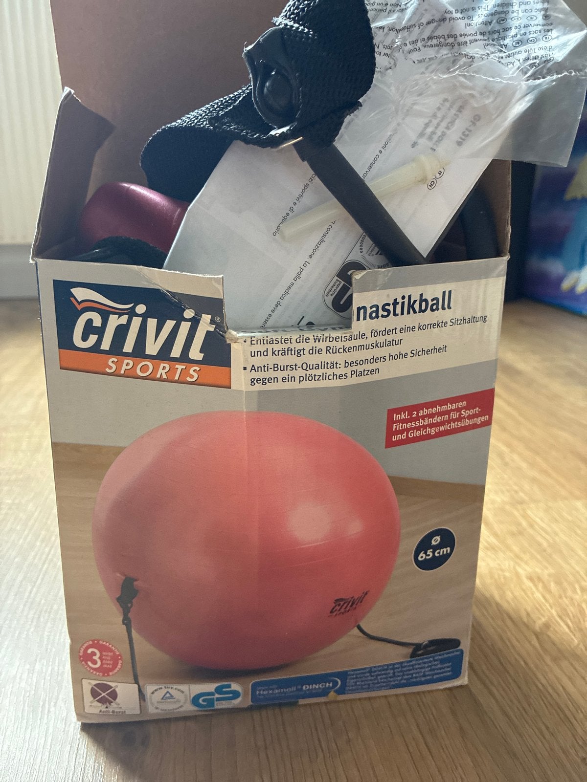 Nieuwe Crivit Gymnastiekbal 65 cm - Ongebruikt, Ophalen of Verzenden, Nieuw, Buik, Fitnessbal