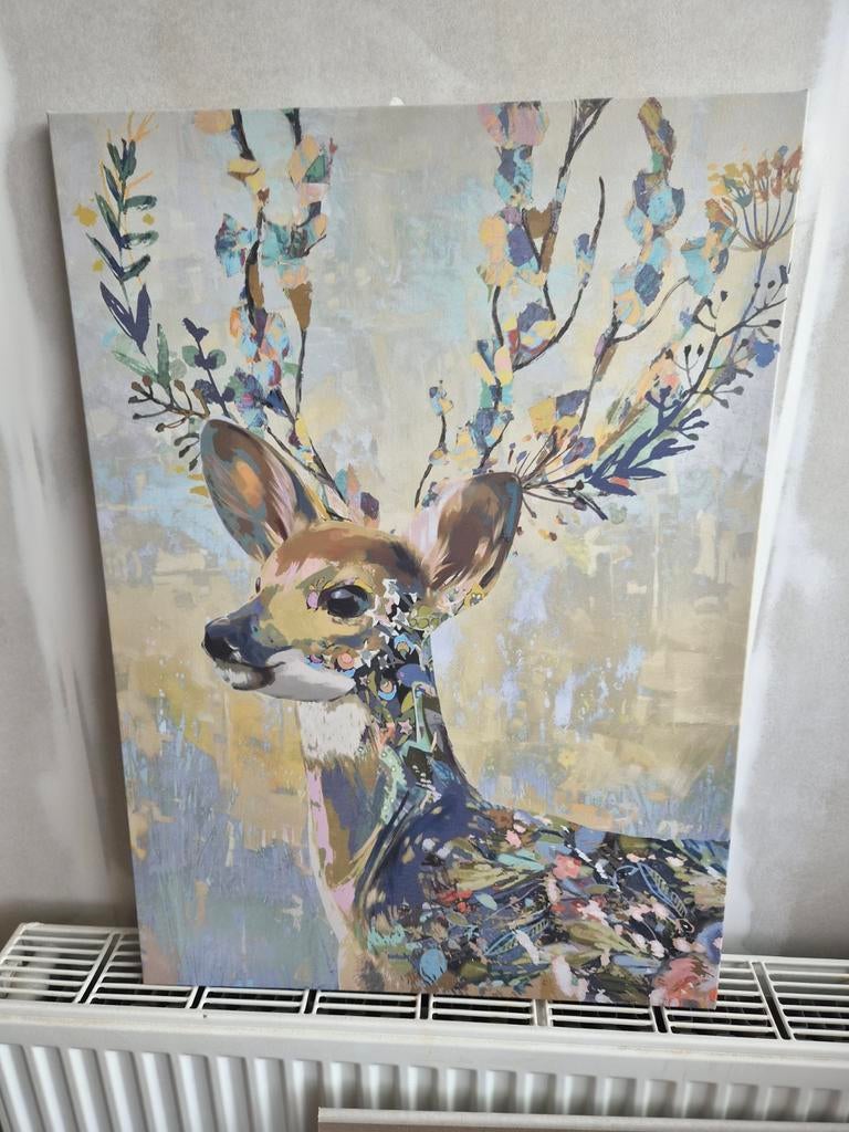 IKEA PJÄTTERYD Schilderij - Kleurrijk Rendier / Hert (50x70), 50 tot 75 cm, Ophalen of Verzenden, Zo goed als nieuw, Schilderij