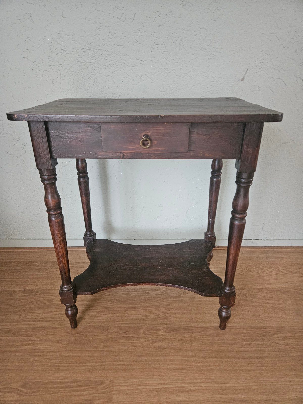 Antieke houten bijzettafel met lade, Ophalen
