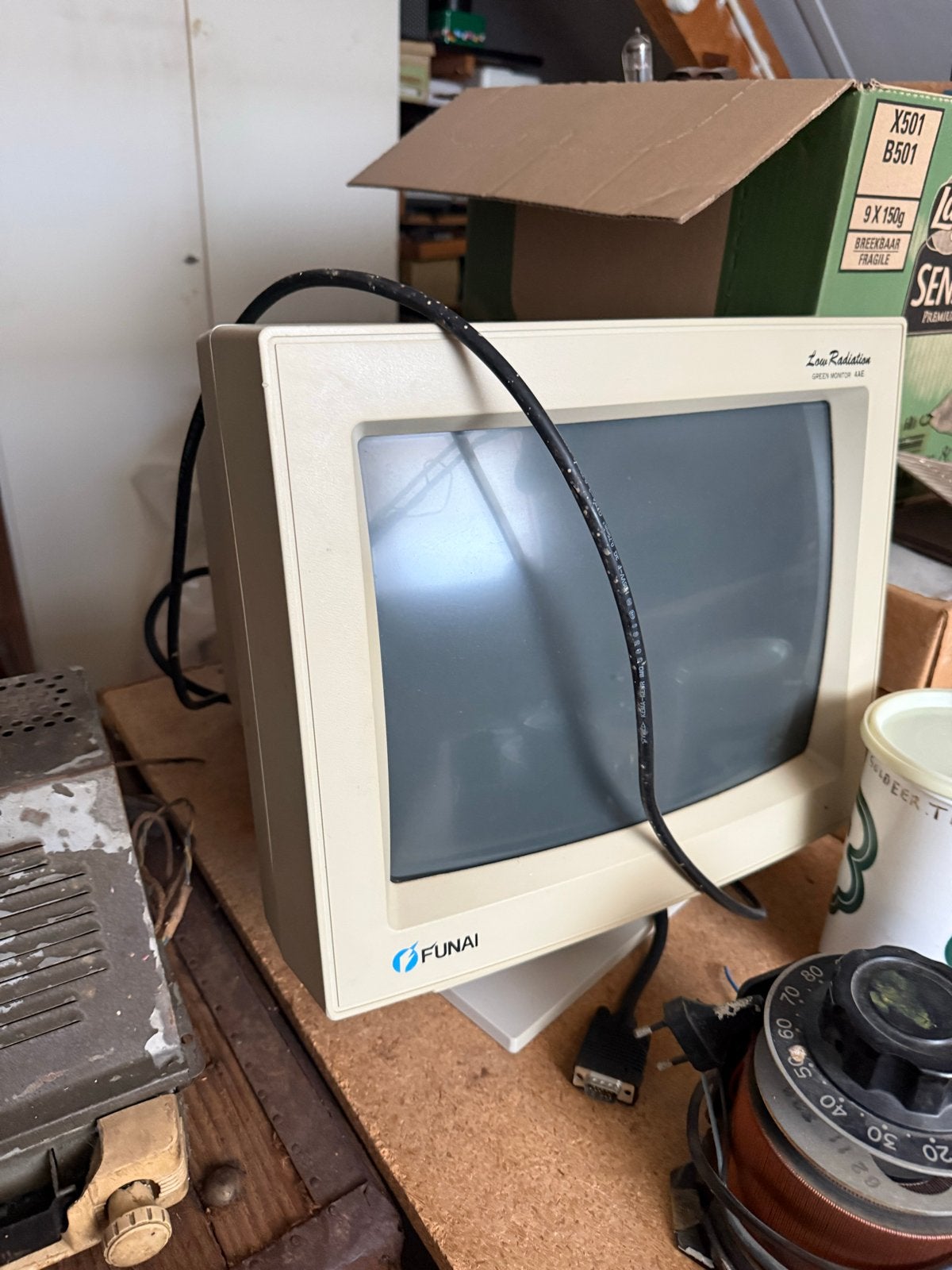 Vintage Funai Groen Monitor 444 - Retro Computer Scherm, Computers en Software, Vintage Computers, Ophalen