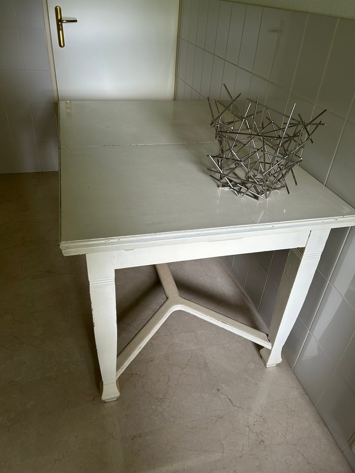 Uittrektafel opknapper (verf) 85x 125, 178, 230 cm, Huis en Inrichting, Ophalen, Gebruikt, Rechthoekig, Vintage