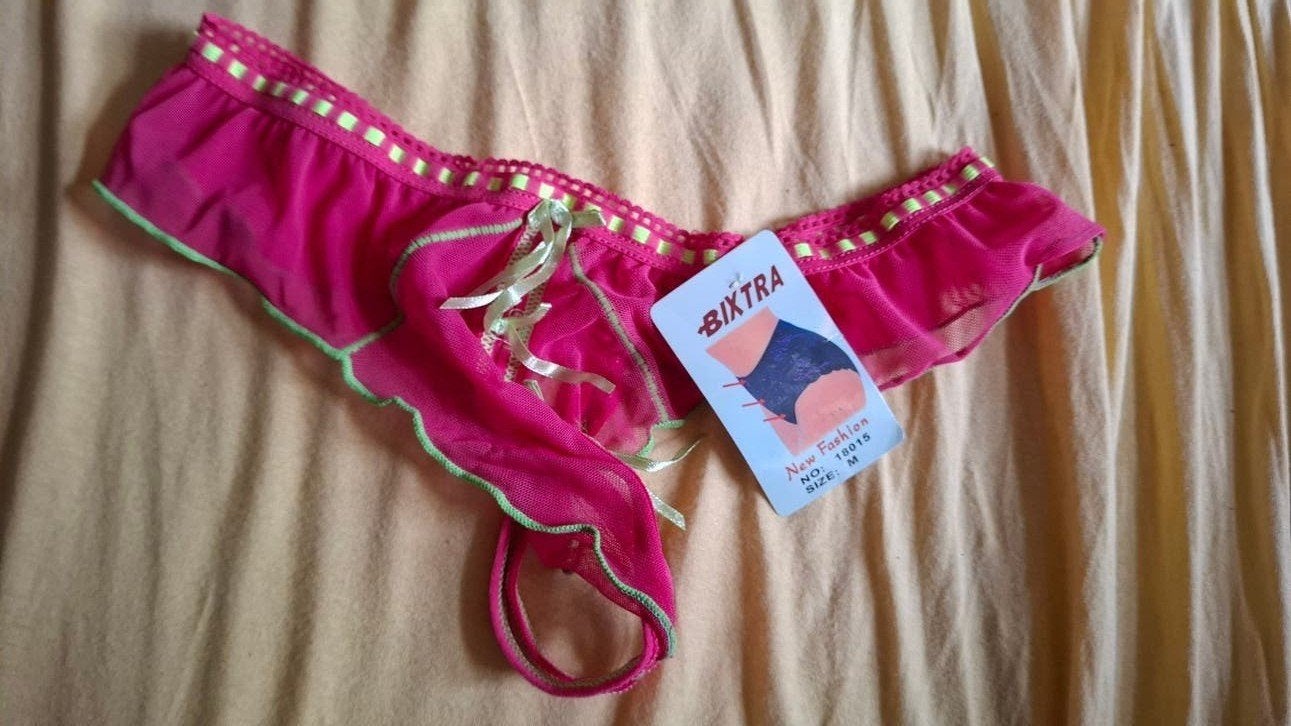 Open Kruis Damesstring - Roze met Groene Details, BIXTRA, Ophalen of Verzenden, Roze, String
