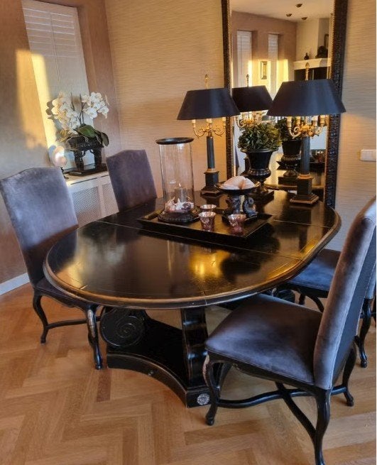 4 eetkamerstoelen Maison Sucre/Suikertuin samen 100 euro, Ophalen, Gebruikt, Zwart, Vier