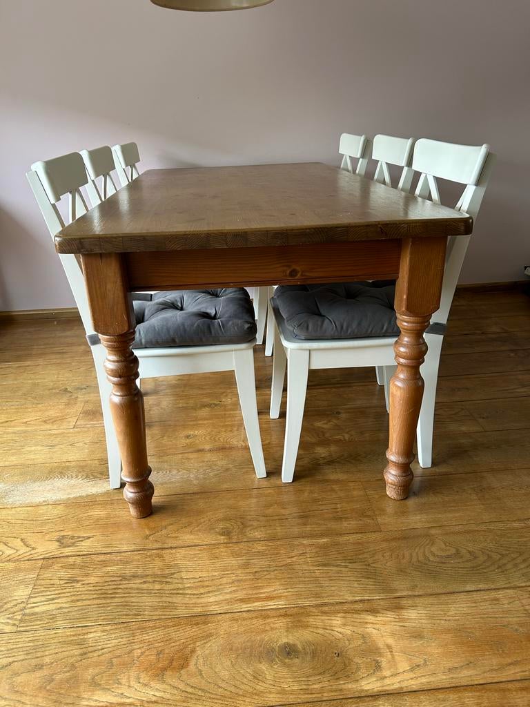 Grenen eettafel met 6 stoelen, Ophalen