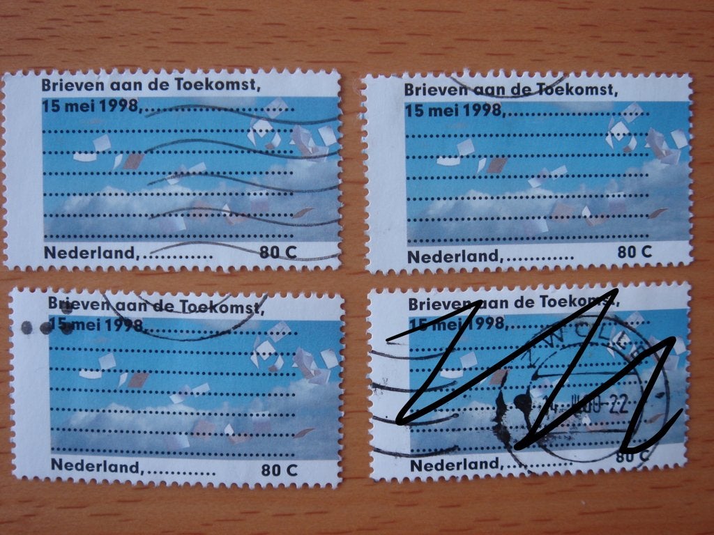 Brieven aan de toekomst 3x NVPH 1761, Ophalen of Verzenden, Na 1940, Gestempeld