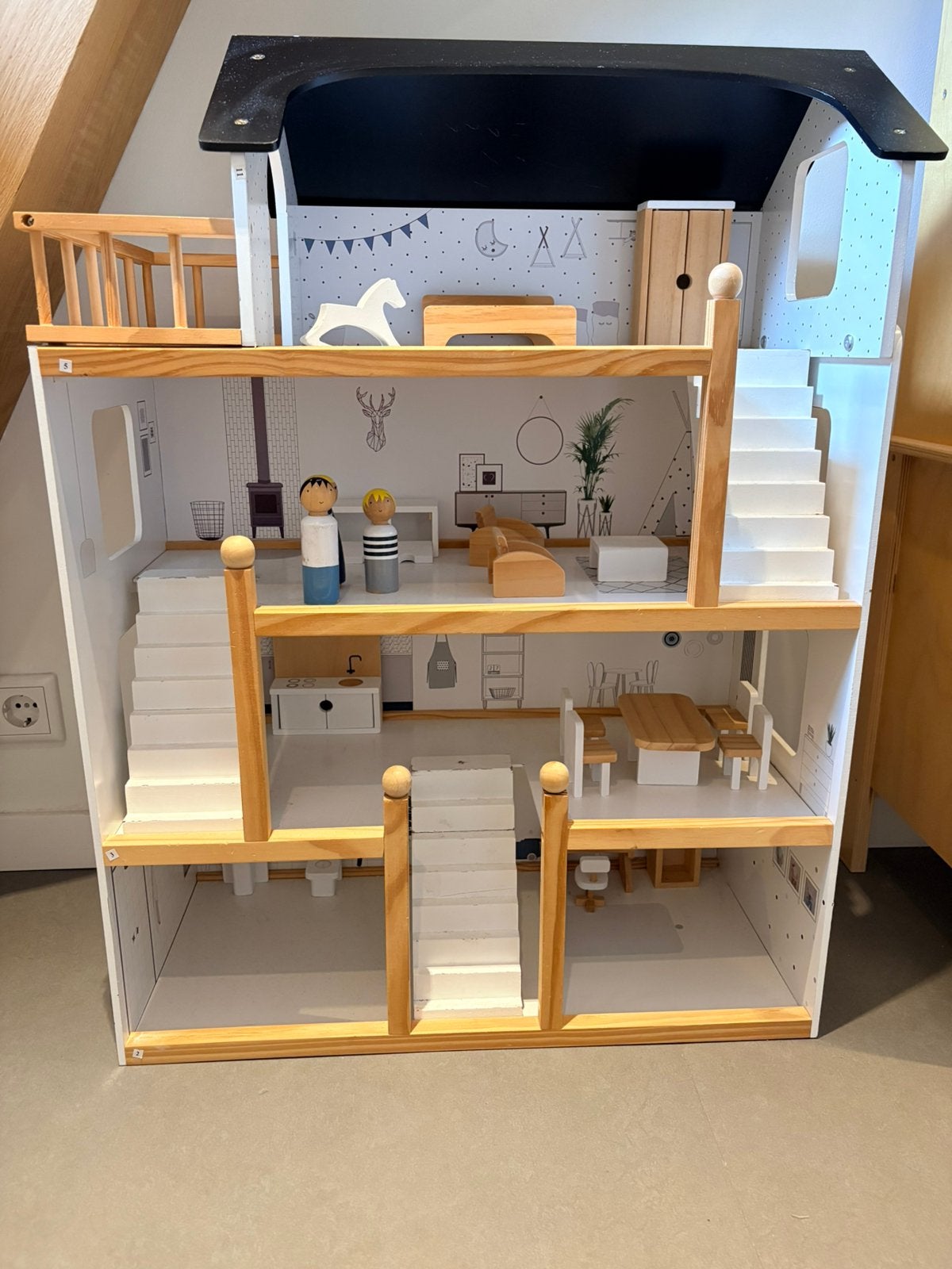 XL Poppenhuis Petite Amelie met meubels en poppetjes, Ophalen, Zo goed als nieuw, Poppenhuis