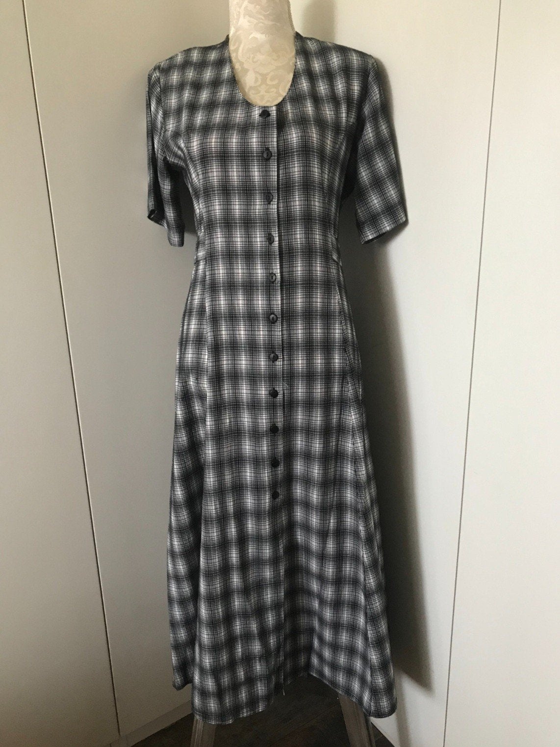 Vintage Doorknoopjurk, Maat 38/40 (M), Zwart, Ophalen of Verzenden, Zo goed als nieuw