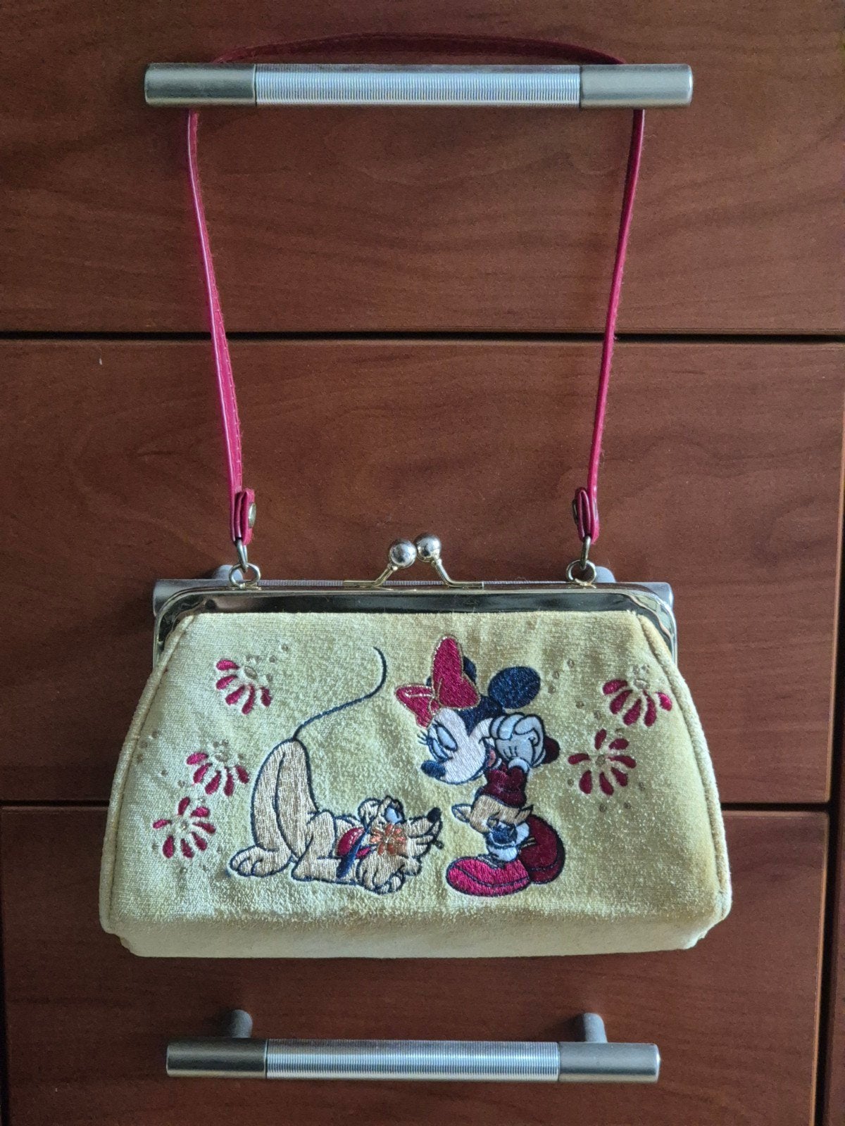 Vintage Disney Store Handtas Minnie Mouse & Pluto Chenille, Ophalen of Verzenden, Mickey Mouse, Gebruikt, Tas, Koffer of Zak