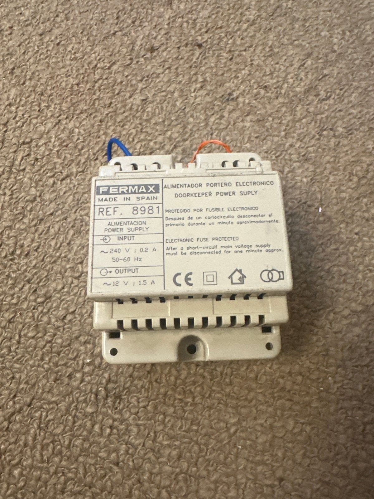 Fermax Deurintercom Voeding Ref. 8981 - 12V 1.5A, Doe-het-zelf en Verbouw, Elektra en Kabels, Gebruikt, Overige typen, Overige merken