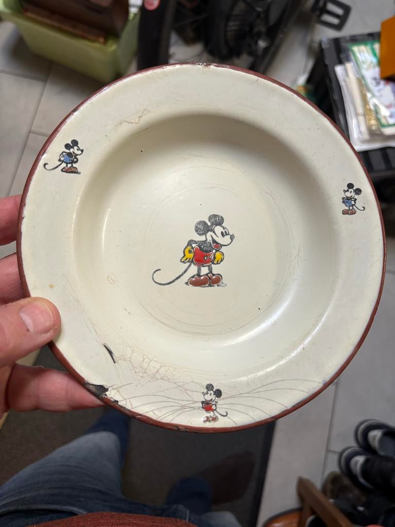 Vintage Emaille Bordje Mickey Mouse - Disney Collectible, Ophalen of Verzenden