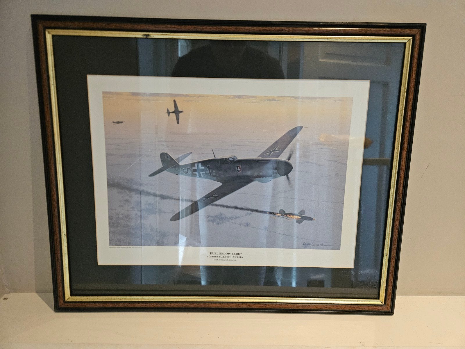 Ingelijste print van Messerschmitt Bf 109 luchtgevecht, Impressionistisch, Landschap, Papier, Ophalen