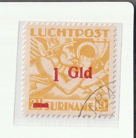 1945 Suriname luchtpost LP25 Mercurius met opdruk, Postzegels en Munten, Postzegels | Suriname, Ophalen of Verzenden, Gestempeld
