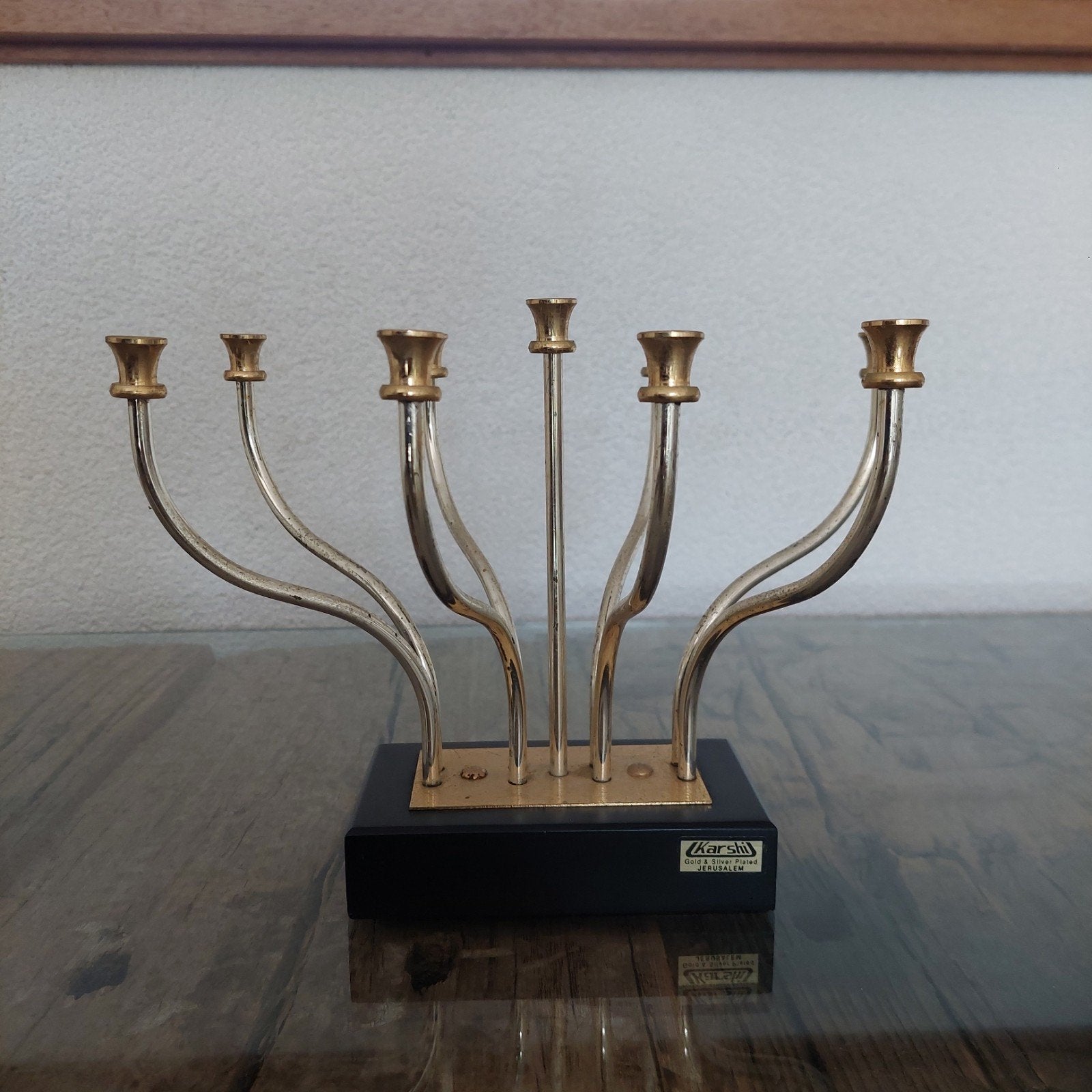 Karshi Menorah - Verguld en Verzilverd uit Jeruzalem, Ophalen of Verzenden, Overige materialen