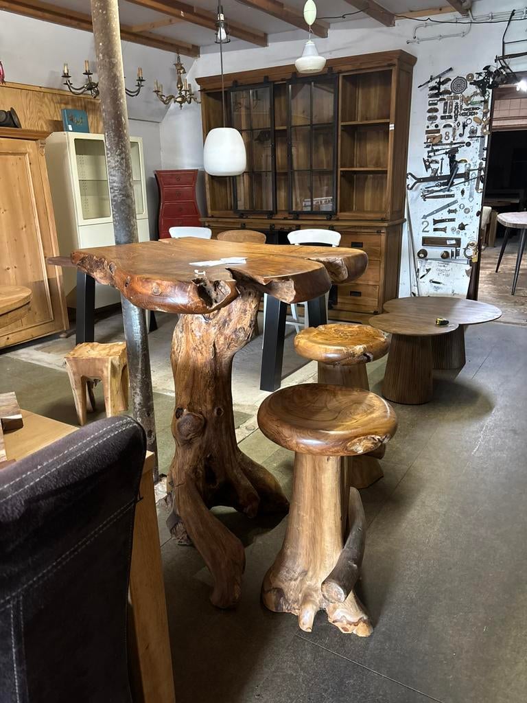 Compleet Teakhout Bartafel Uniek met Barkrukken, Ophalen, Hofbartt@gmail.com, Hesselingendijk 1, 8341TP Steenwijkerwold, Hoevesteenwijkerwold