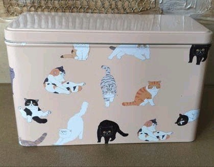 Leuke metalen opbergdoos met katten print Blik met poezen, Verzenden, Nieuw, Metaal, Roze