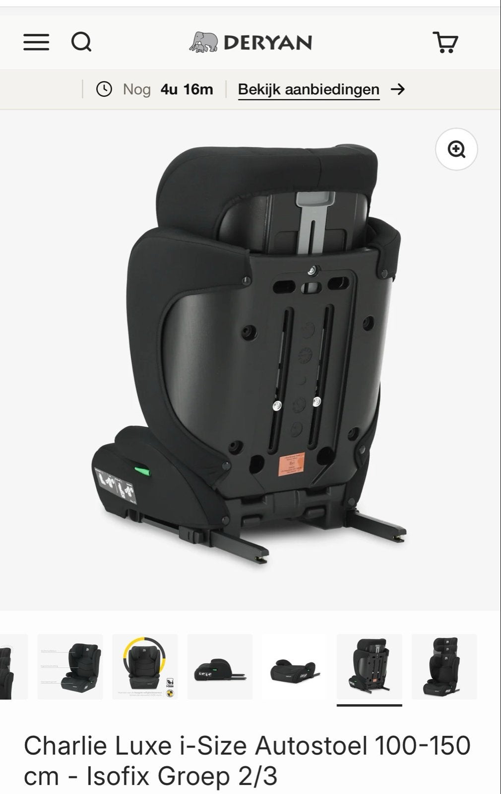 Deryan Charlie Luxe i-Size Autostoel 100-150 cm Isofix, Overige merken, 15 t/m 36 kg, Nieuw, Afneembare rugleuning