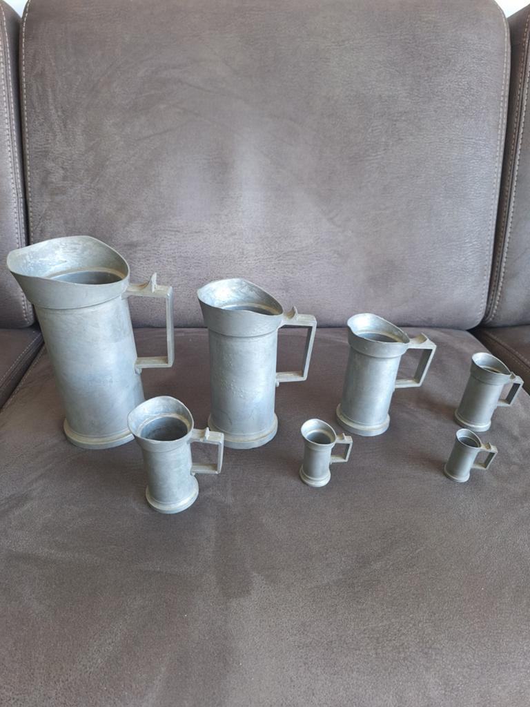 Vintage maatbeker set, Antiek en Kunst, Antiek | Tin, Ophalen of Verzenden