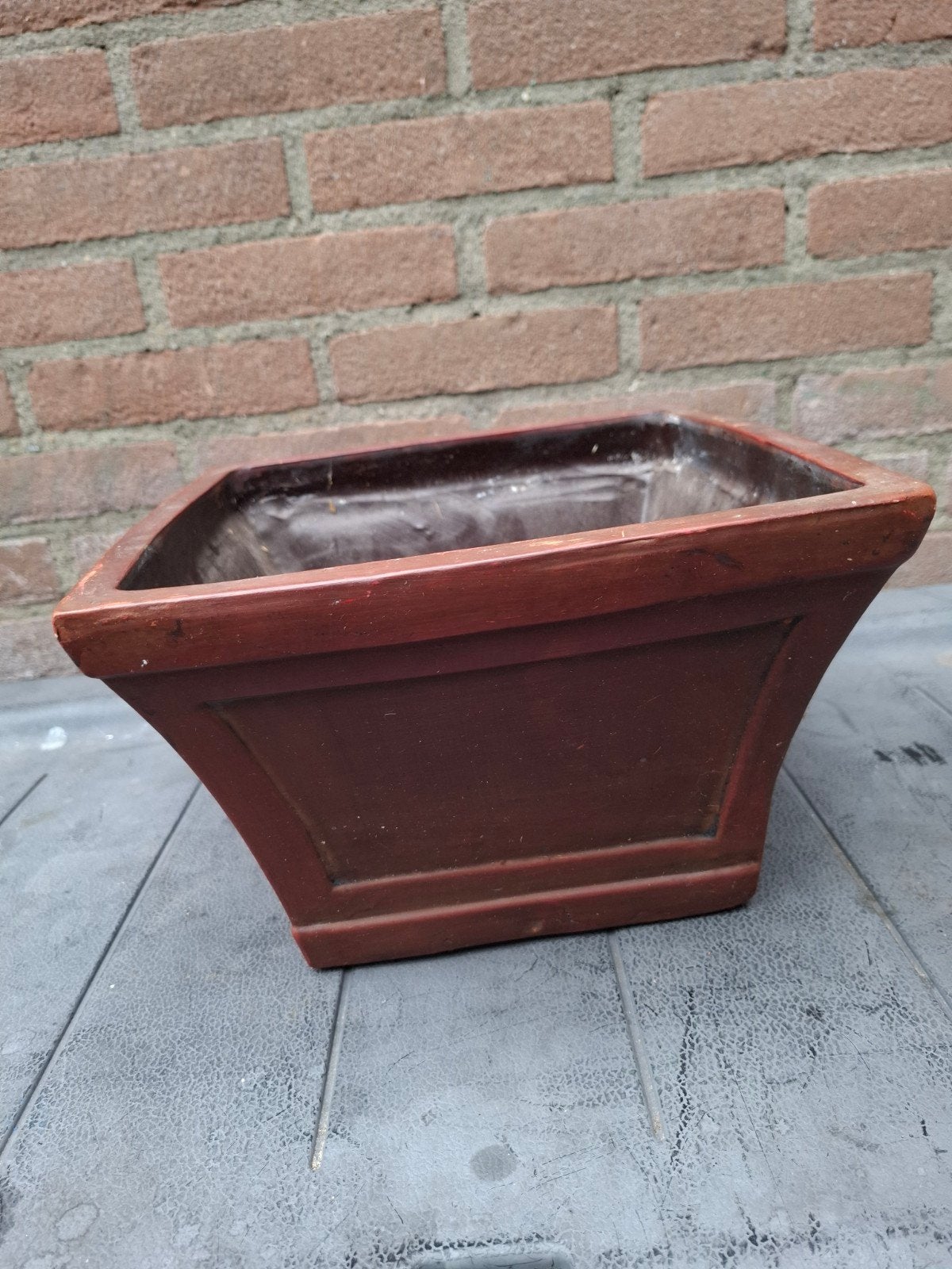 Gebruikte vierkante bloempot van aardewerk, 25 tot 40 cm, Gebruikt, Vierkant, Ophalen of Verzenden