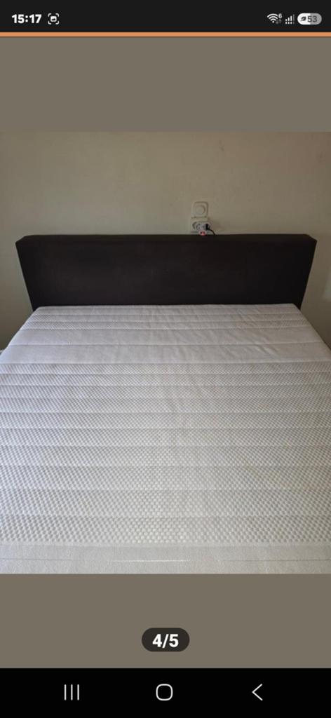 Tweepersoons boxspring Karlsson, Gebruikt, Bruin, Tweepersoons, Ophalen of Verzenden