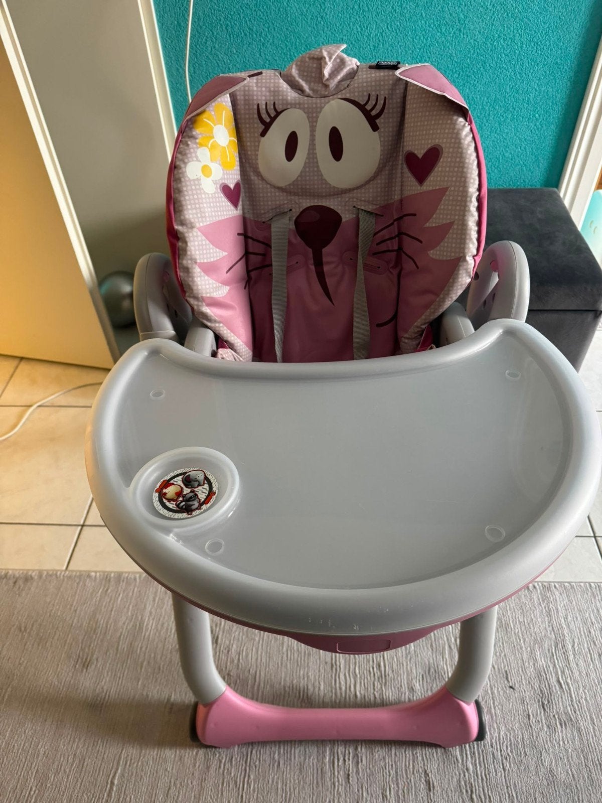 Chicco Polly2Start kinderstoel - Roze kat, Kinderen en Baby's, Kinderstoelen, Ophalen, Gebruikt, Overige typen, Gordel(s)