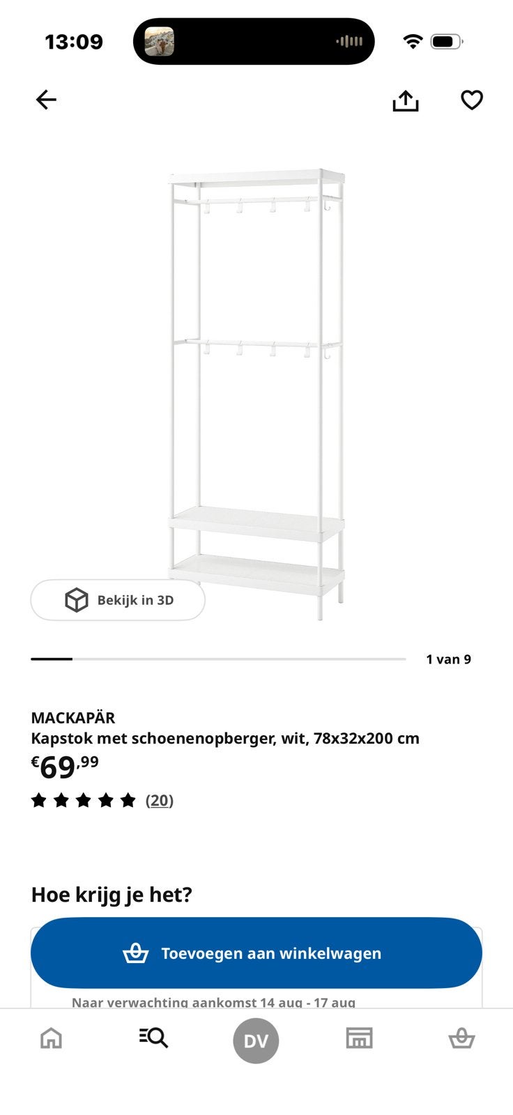 Kledingrek ikea, Ophalen, Zo goed als nieuw