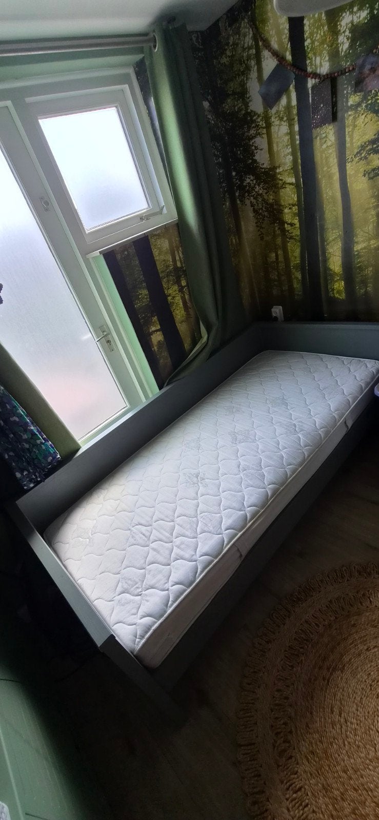 WOOOD eenpersoonsbed met lattenbodem, Huis en Inrichting, Slaapkamer | Bedden, Gebruikt, 90 cm, Eenpersoons, Wit