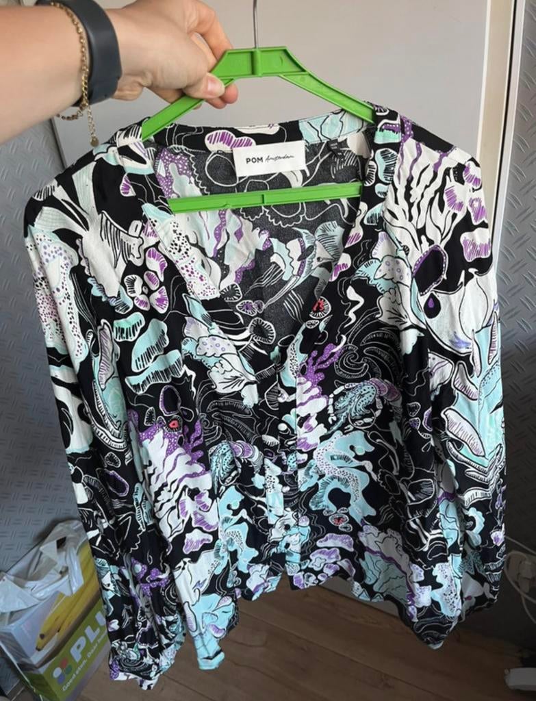 Pom Amsterdam blouse tuniek 42, Ophalen of Verzenden, Zo goed als nieuw, Maat 42/44 (L), Zwart