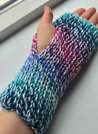 Handgemaakte regenboog vingerloze handschoenen | volwassenen, Maat 38/40 (M), Verzenden, Nieuw, Handgemaakt