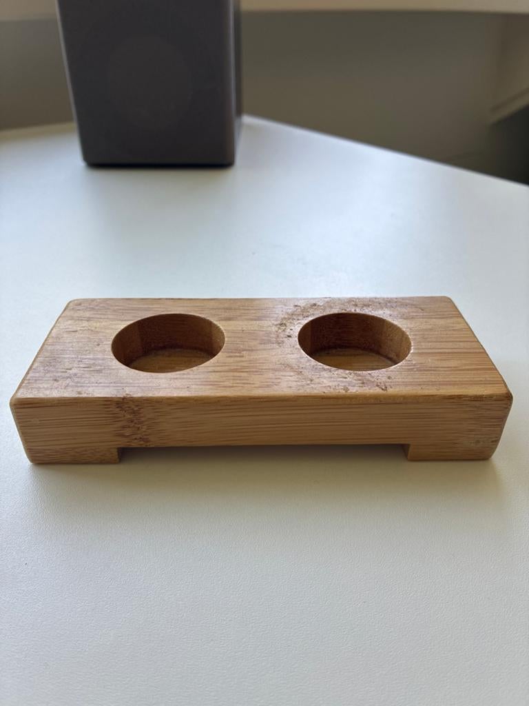 Houten Waxinelichthouder voor 2 Kaarsjes, Ophalen, Gebruikt, Bruin, Hout