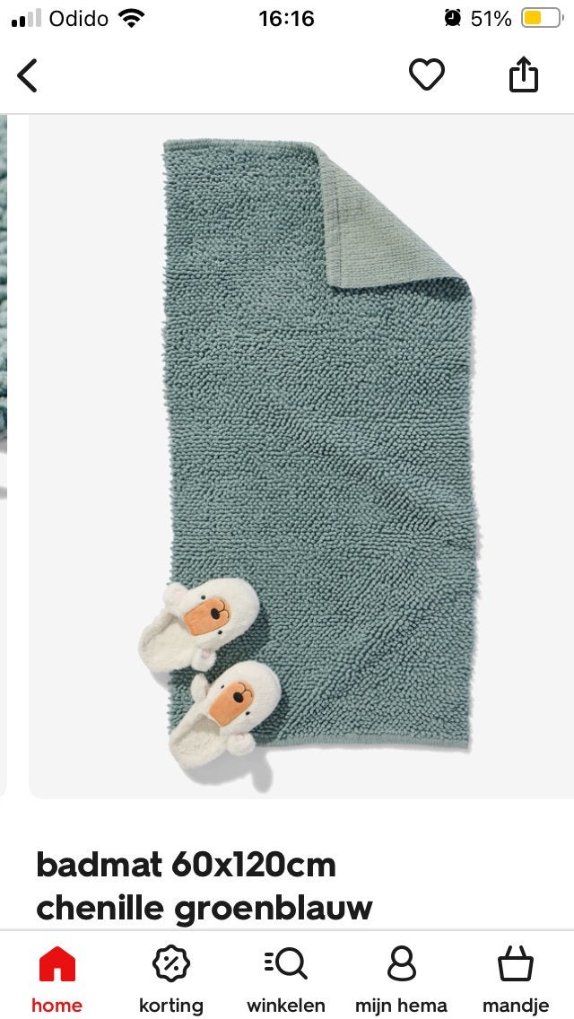 NIEUW Hema badmat 60x120cm groenblauw, Ophalen of Verzenden, Nieuw